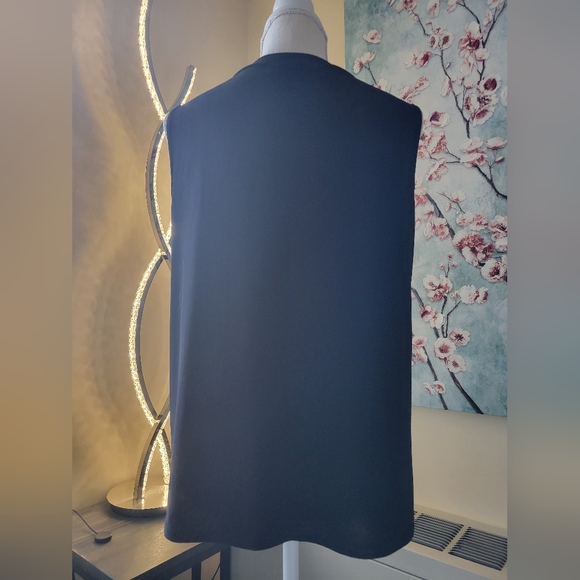 Black Sleeveless Blouse With Jeweled Neckline - Picture 5 of 7